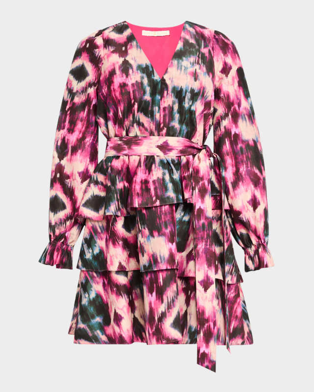 Umbra Abstract-Print Ruffle Tiered Mini Dress